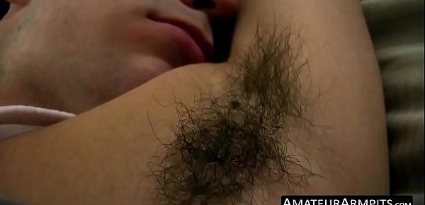  Handsome cock sucker wanks his hairy rod like never before